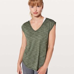 Lululemon Sweat Times Short Sleeve / Tank, Heathered Barracks Green